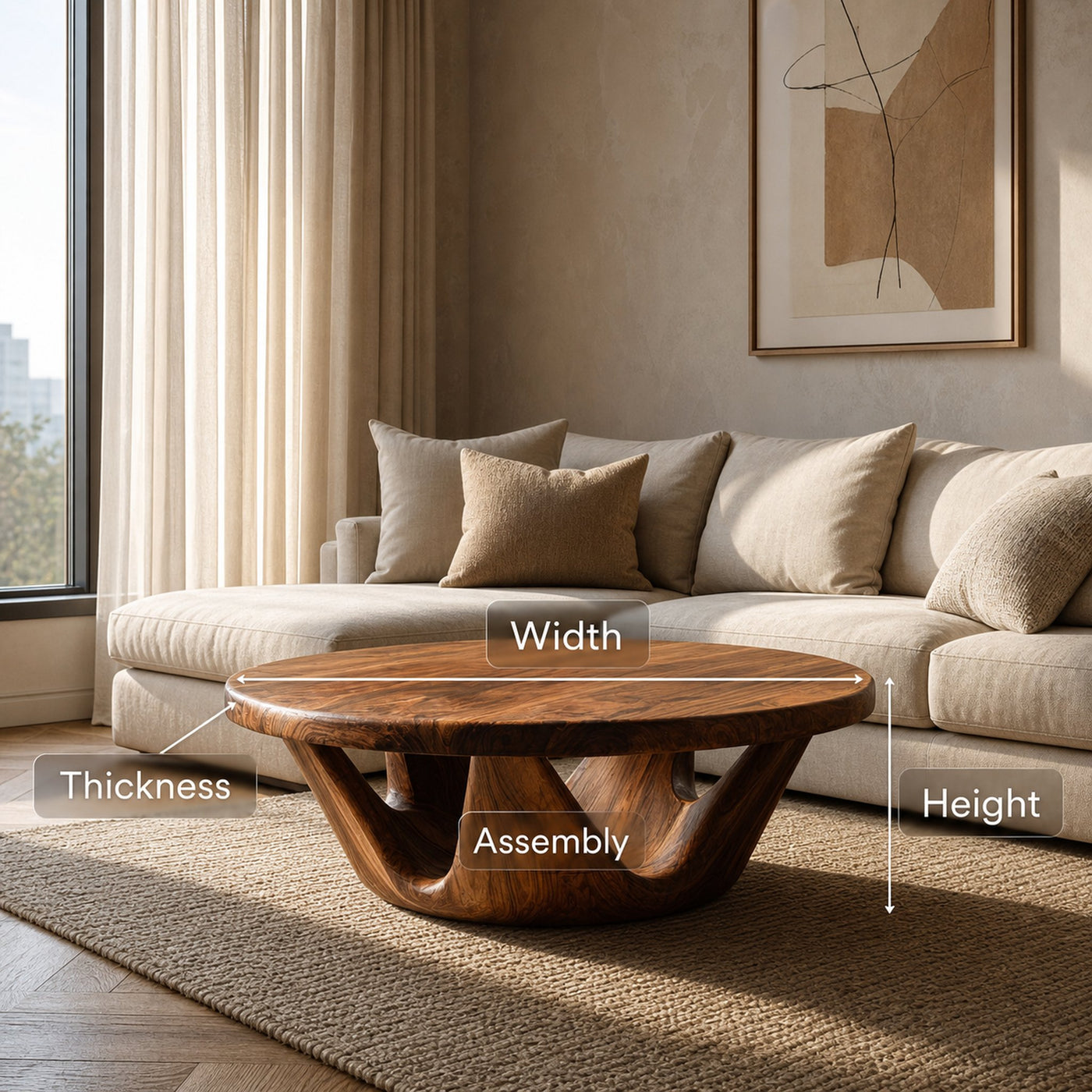 Contemporary Round Coffee Table With Open Base For Living Room - product view 8