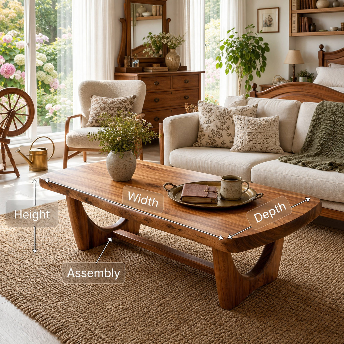 Cottage Coffee Table For Garden Style Room - product view 8