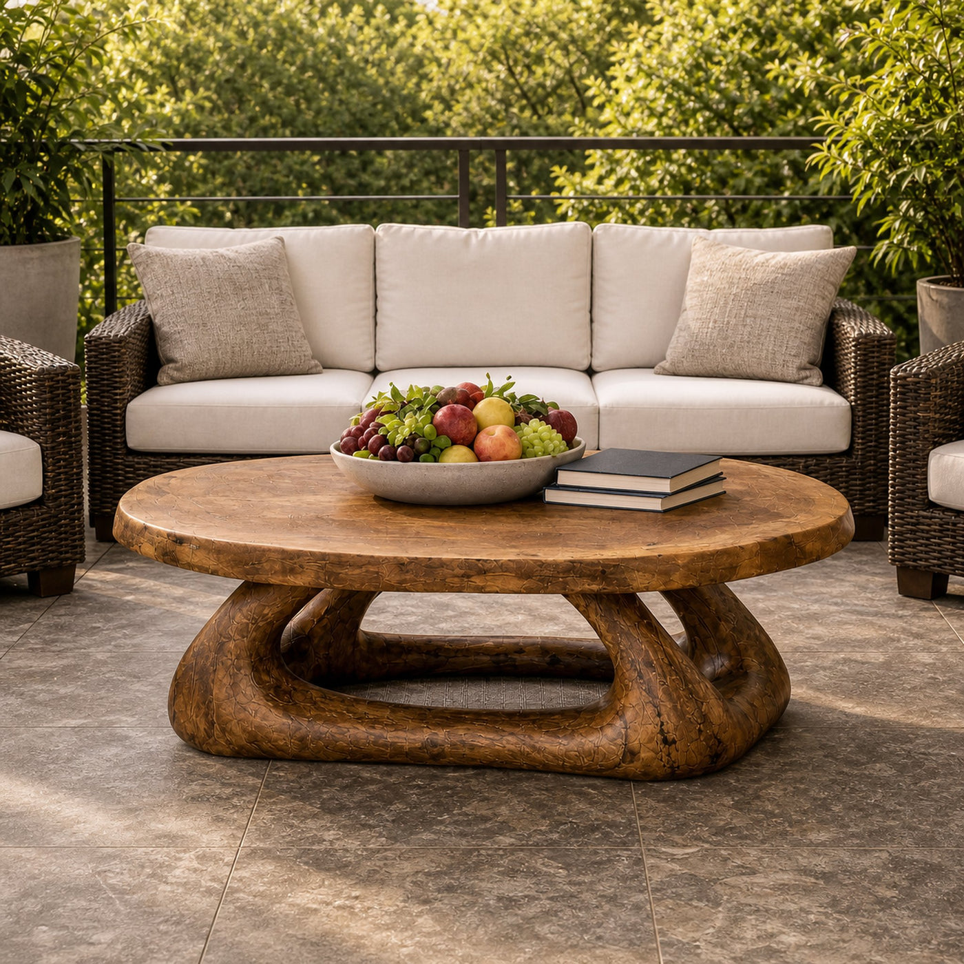 Curved Sculptural Solid Wood Coffee Table Artistic Statement Luxury Living Room Interior - product view 3