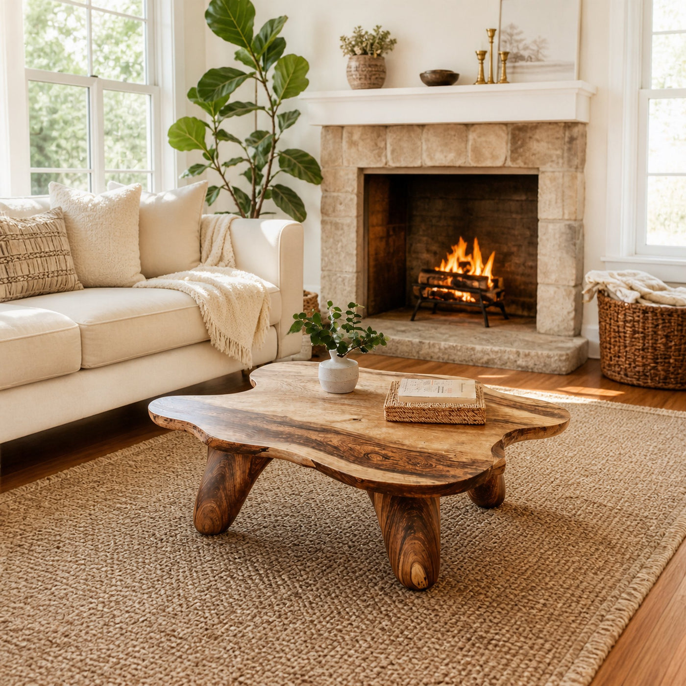 Curved Wood Coffee Table Low Coffee Table - product view 2