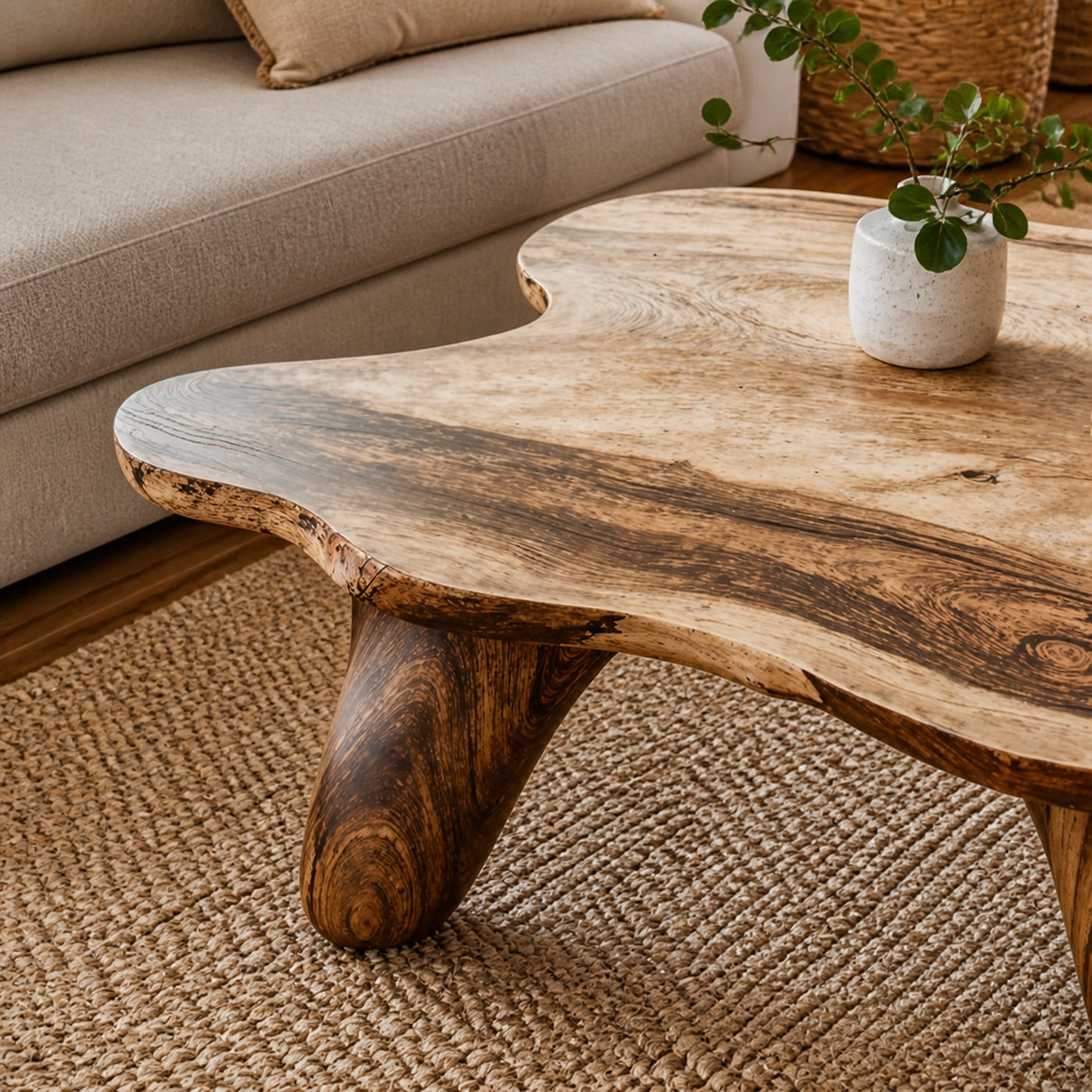 Curved Wood Coffee Table Low Coffee Table - product view 3