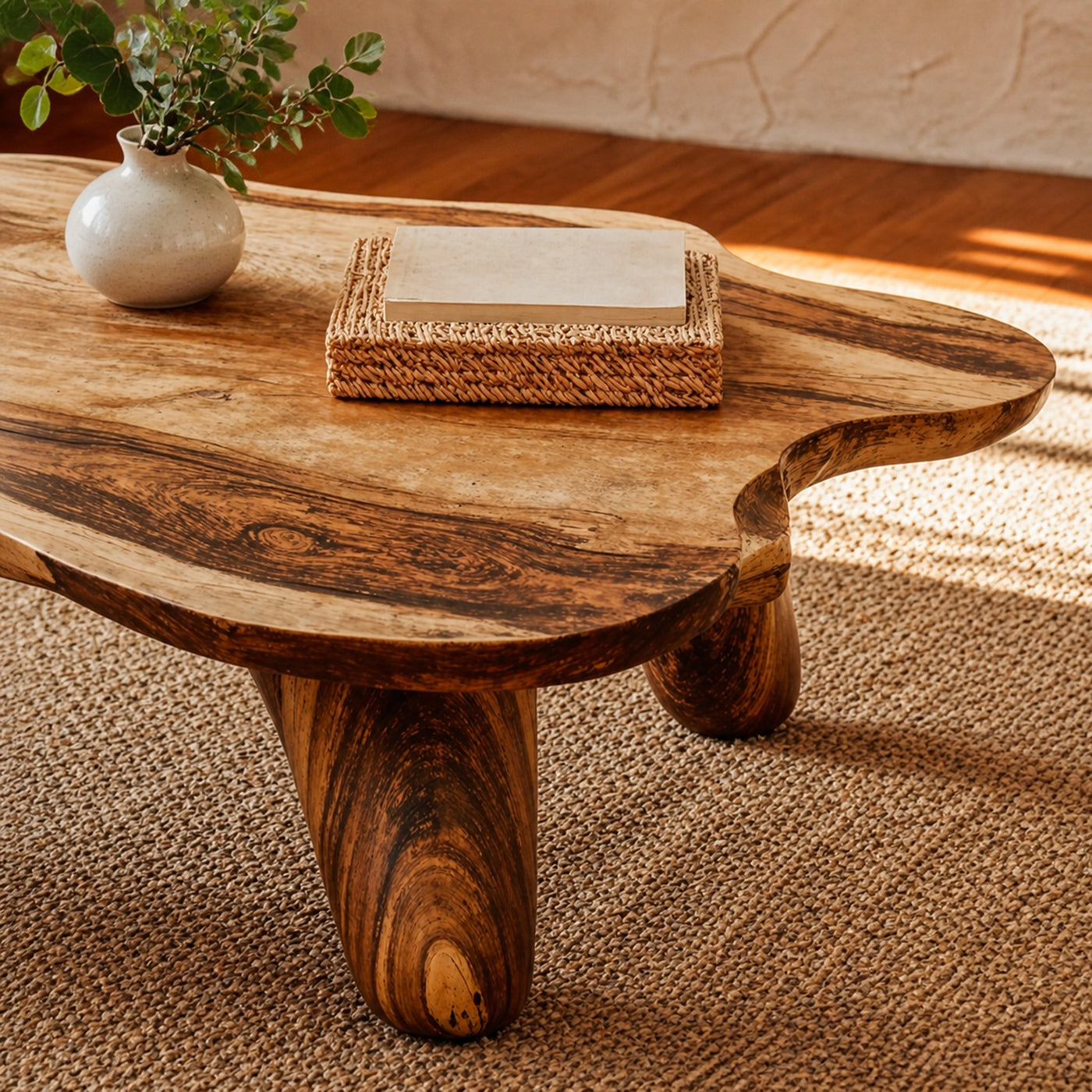 Curved Wood Coffee Table Low Coffee Table - product view 4