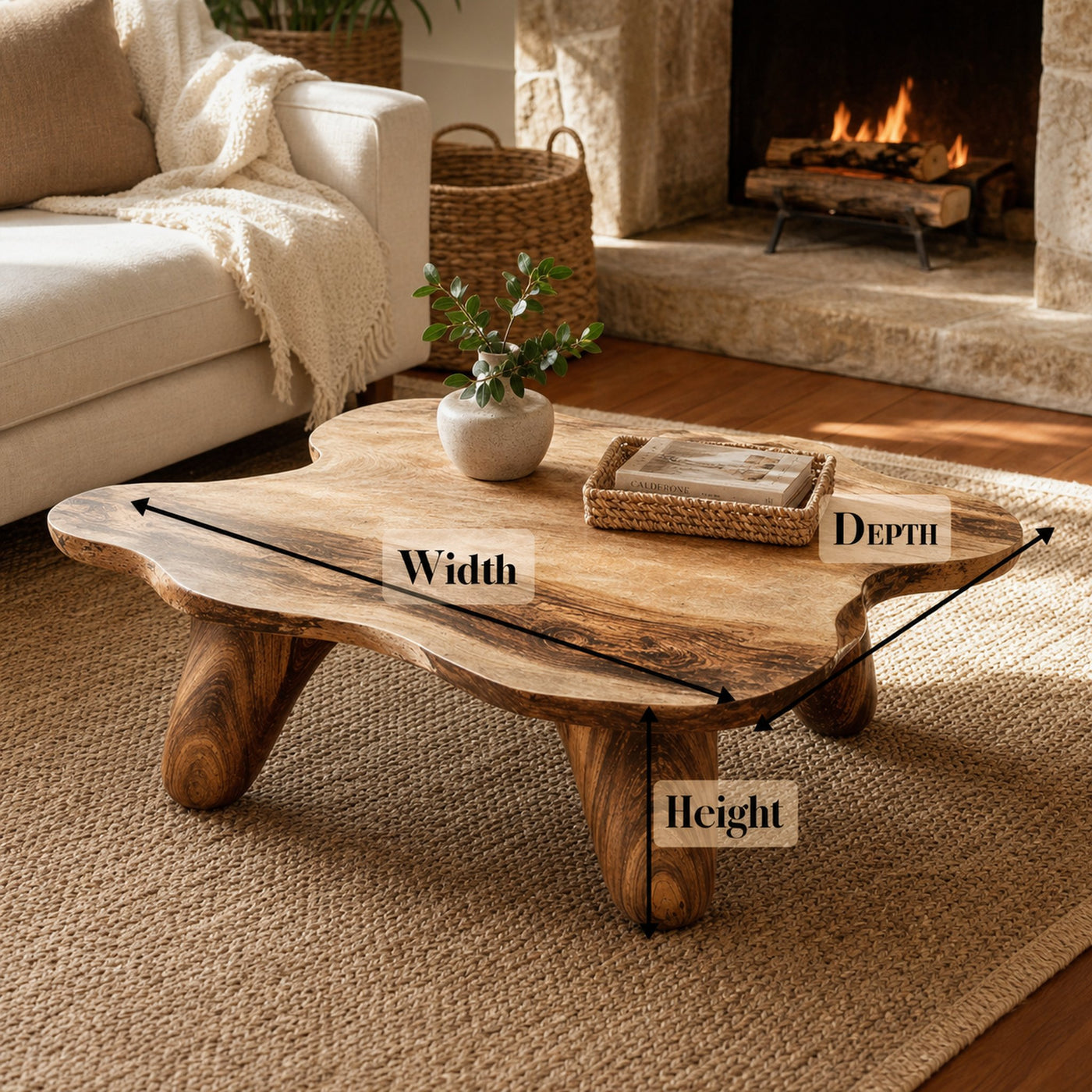 Curved Wood Coffee Table Low Coffee Table - product view 6