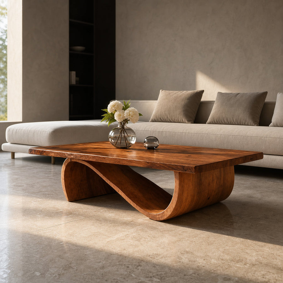Elegant Coffee Table With Smooth Sculptural Lines For Living