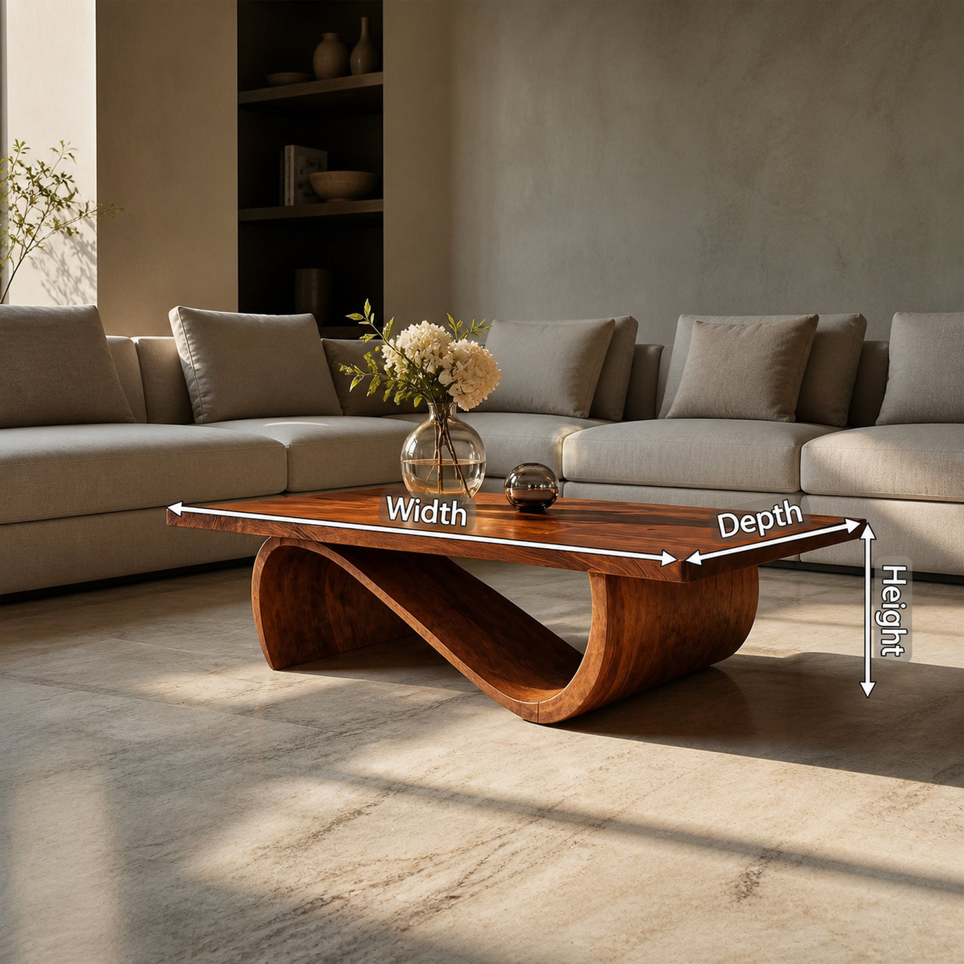 Elegant Coffee Table With Smooth Sculptural Lines For Living - product view 8