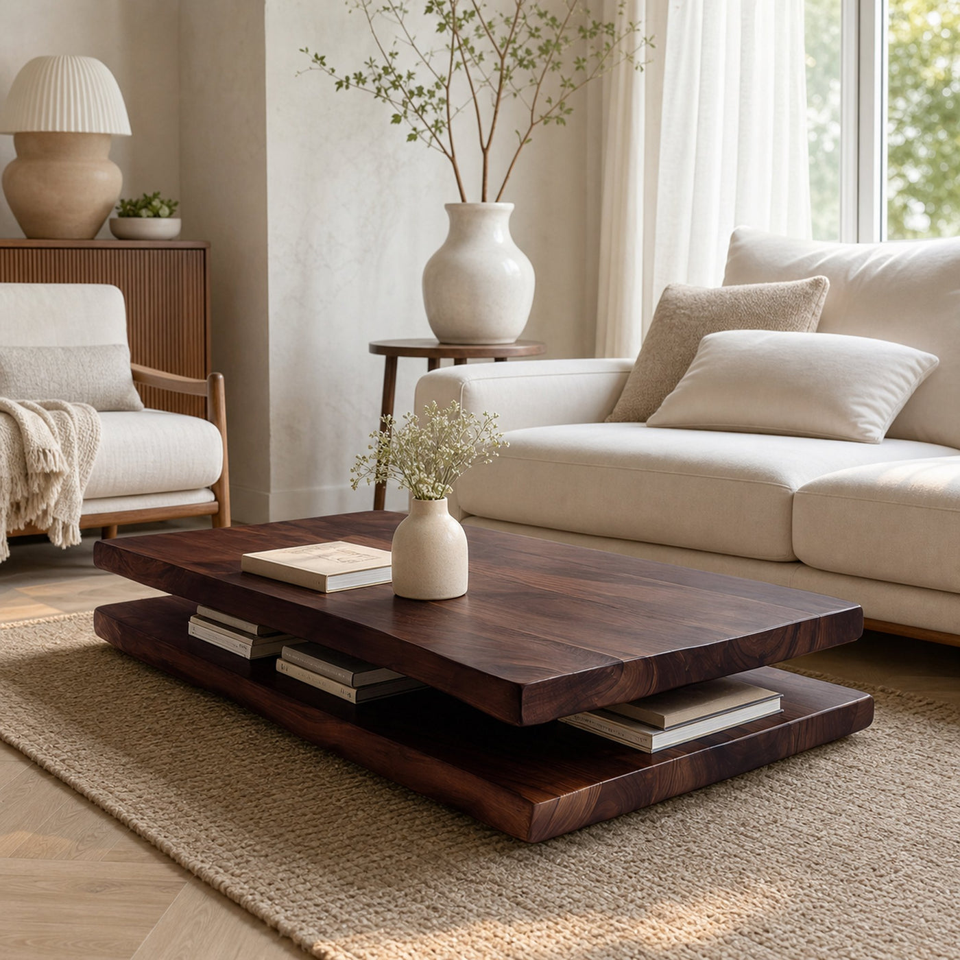 Elegant Wooden Coffee Table Two Layers For Living Room - product view 7