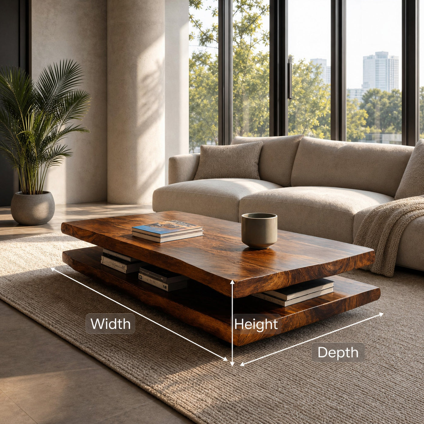 Elegant Wooden Coffee Table Two Layers For Living Room - product view 8