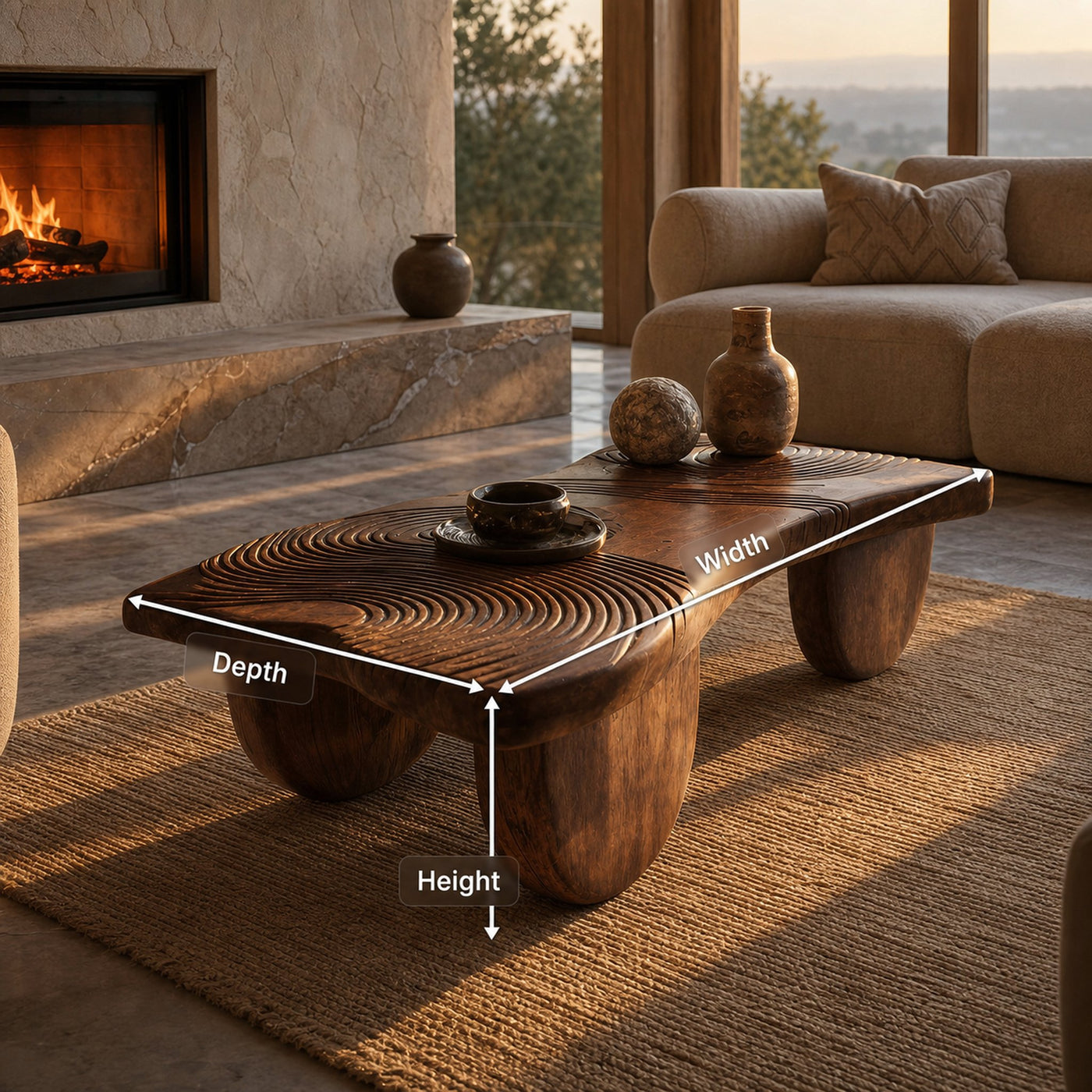 Farmhouse Abstract Solid Wood Coffee Table For Living Room - product view 8
