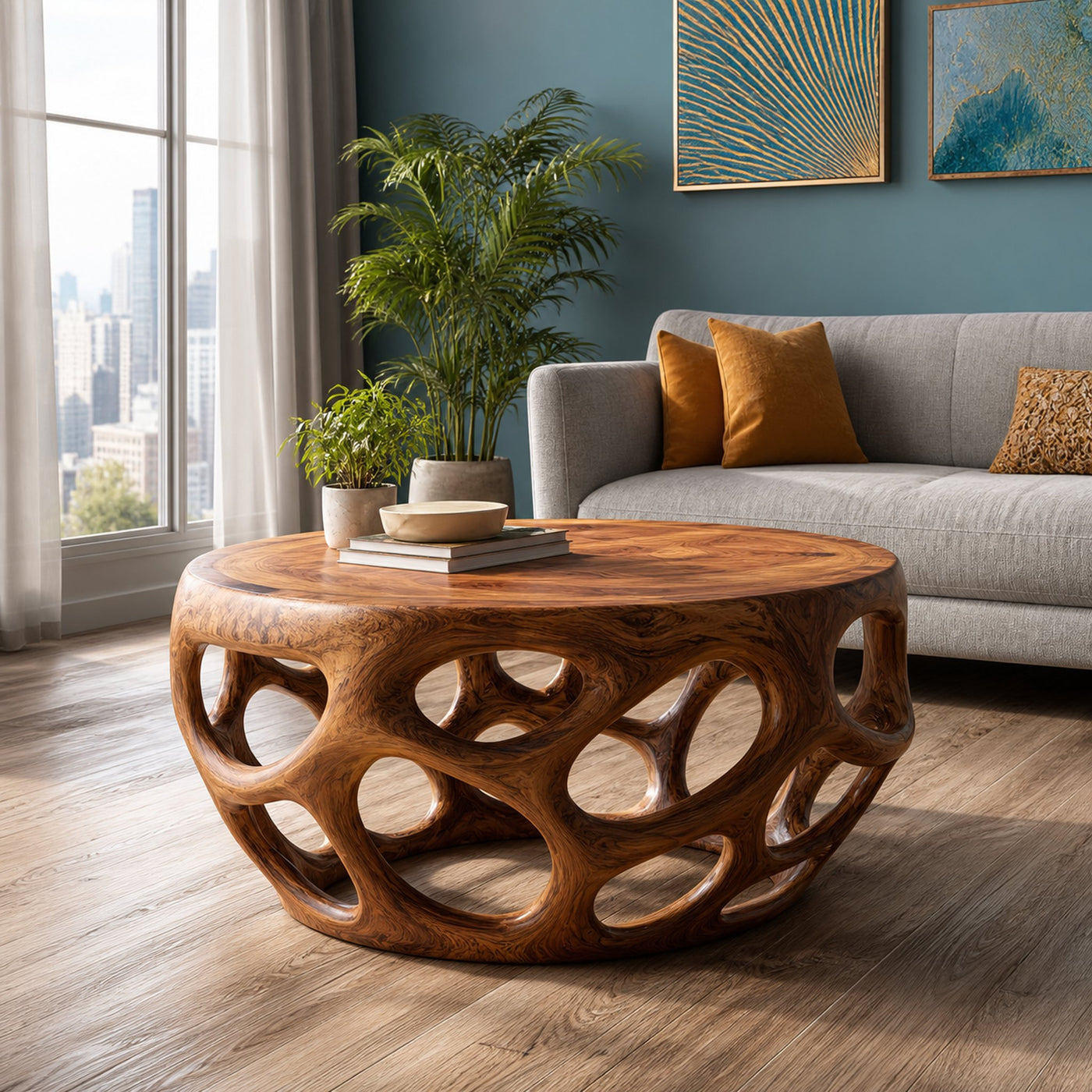 Farmhouse Coffee Table Reclaimed Wood Round Gift