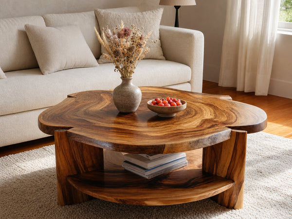 Farmhouse Handcrafted Solid Wood Coffee Table For Living Room Decor