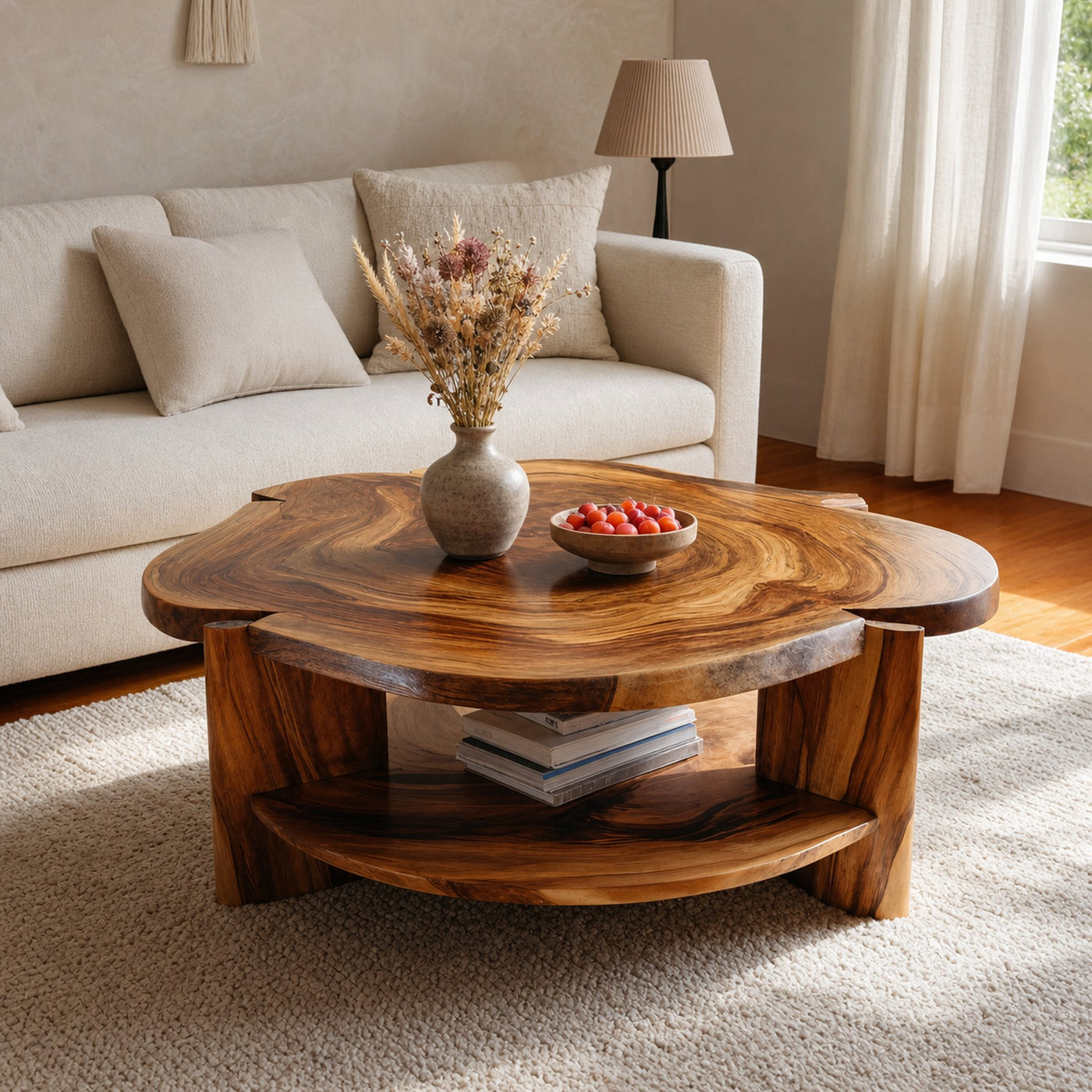 Farmhouse Handcrafted Solid Wood Coffee Table For Living Room Decor