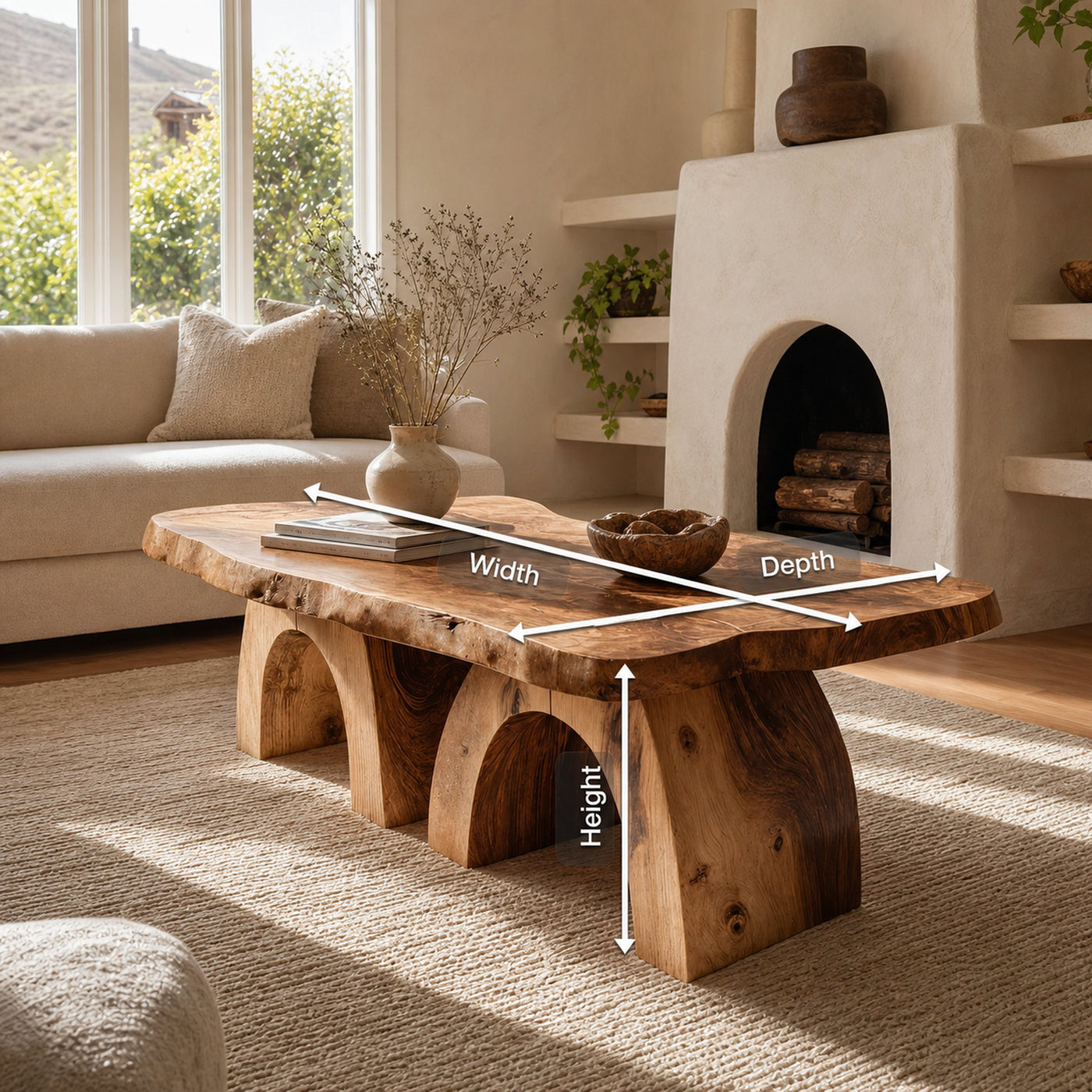 Farmhouse Handcrafted Wooden Live Edge Coffee Table For Decor - product view 8