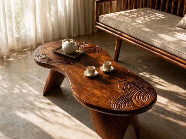 Farmhouse Irregular Abstract Coffee Table For Living Room