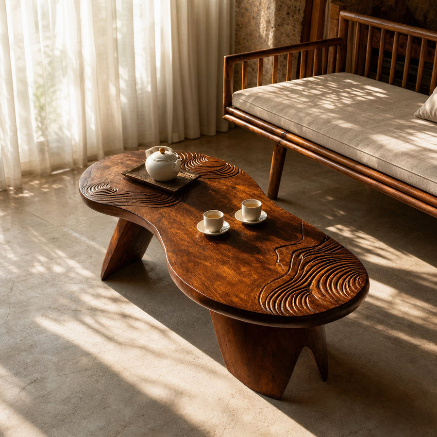 Farmhouse Irregular Abstract Coffee Table For Living Room