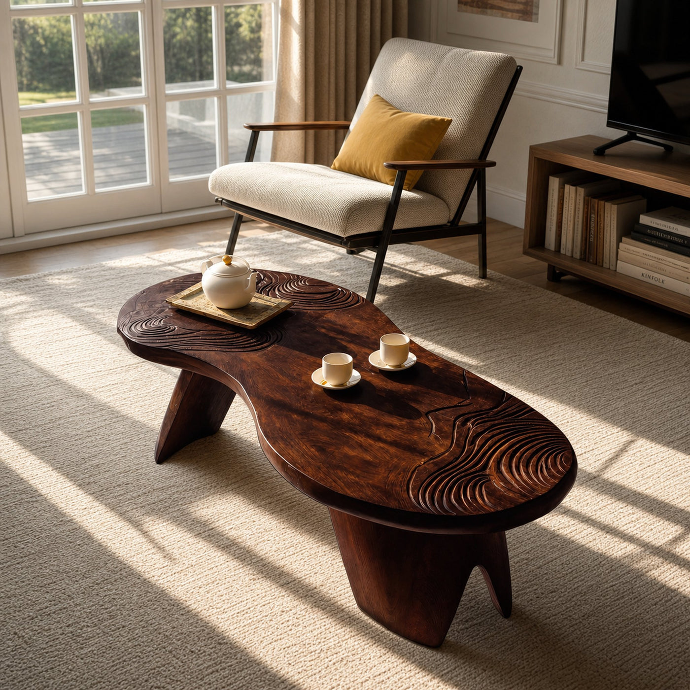 Farmhouse Irregular Abstract Coffee Table For Living Room - product view 7