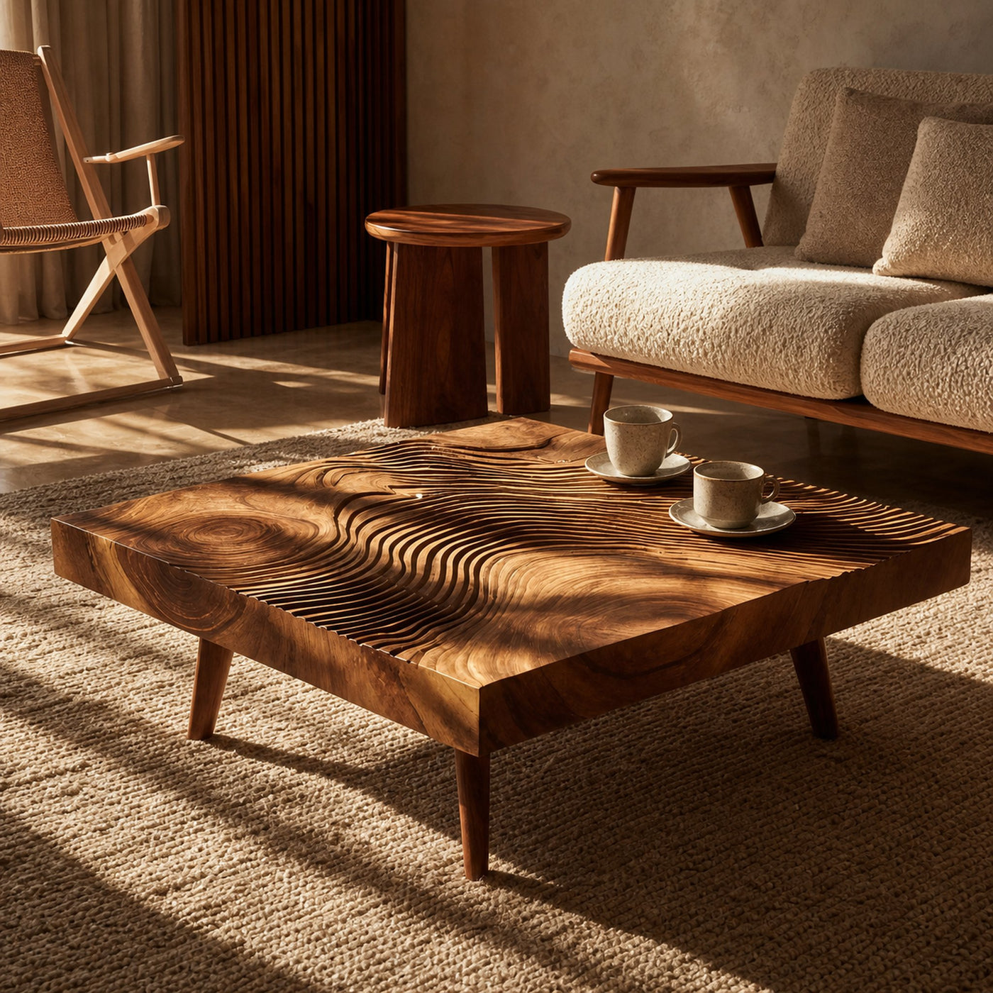 Farmhouse Irregular Wooden Coffee Table For Furniture Decor