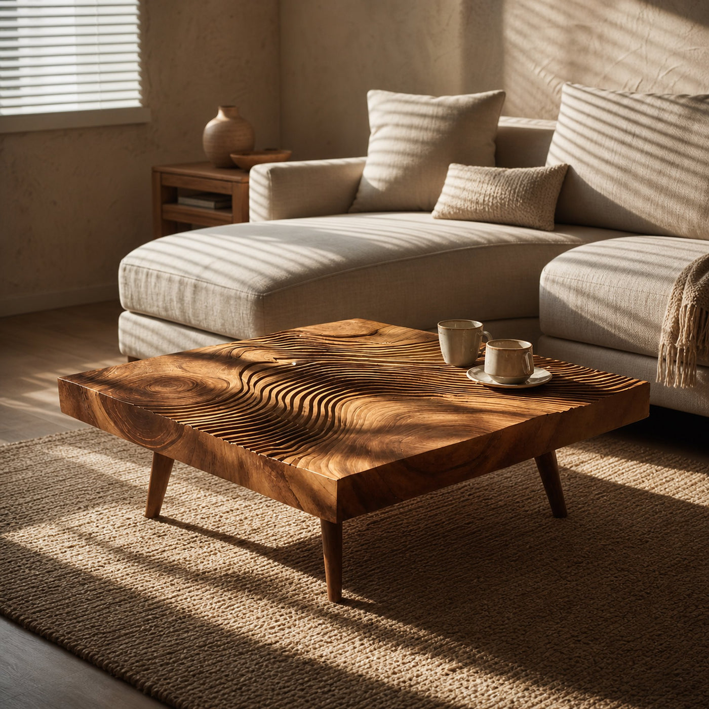 Farmhouse Irregular Wooden Coffee Table For Furniture Decor - product view 6