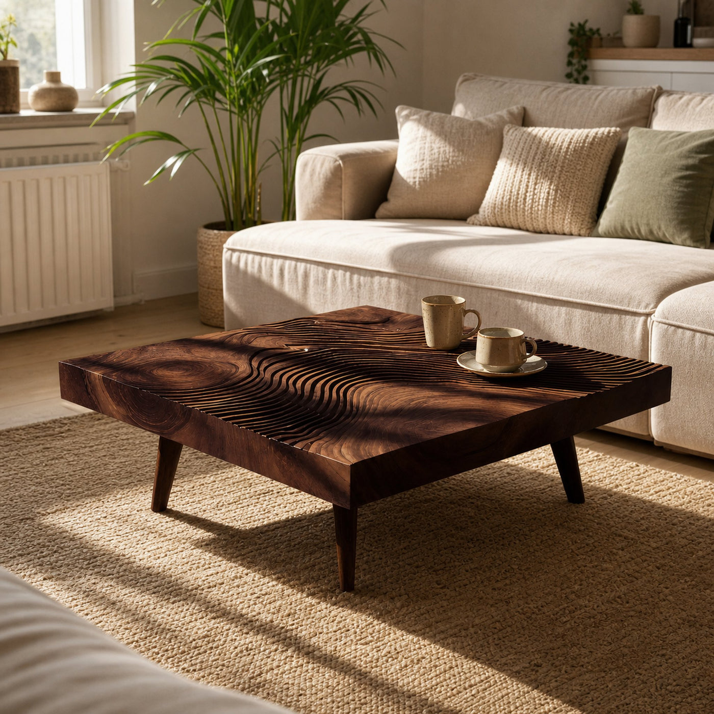 Farmhouse Irregular Wooden Coffee Table For Furniture Decor - product view 7
