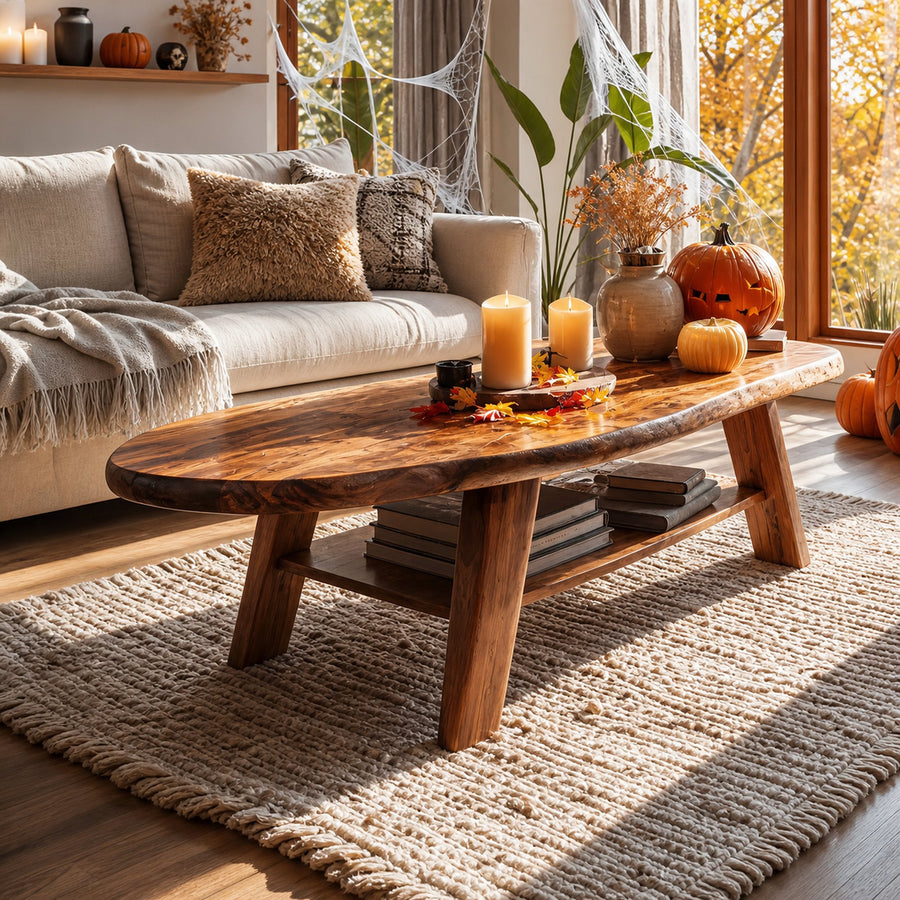Farmhouse Live Edge Coffee Table Entryway Design Spooky Livingroom
