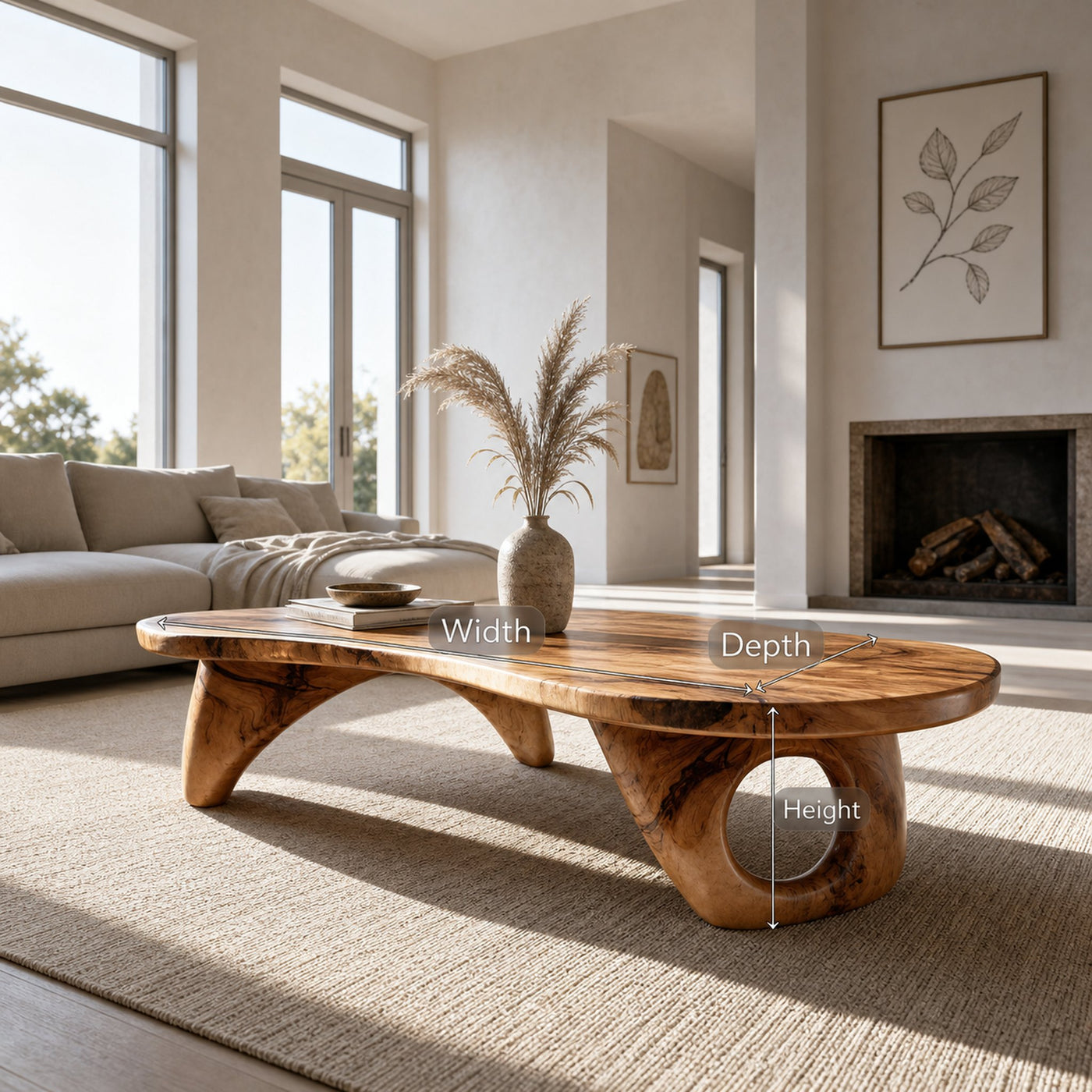 Farmhouse Live Edge Coffee Table For Entryway Design Space - product view 6