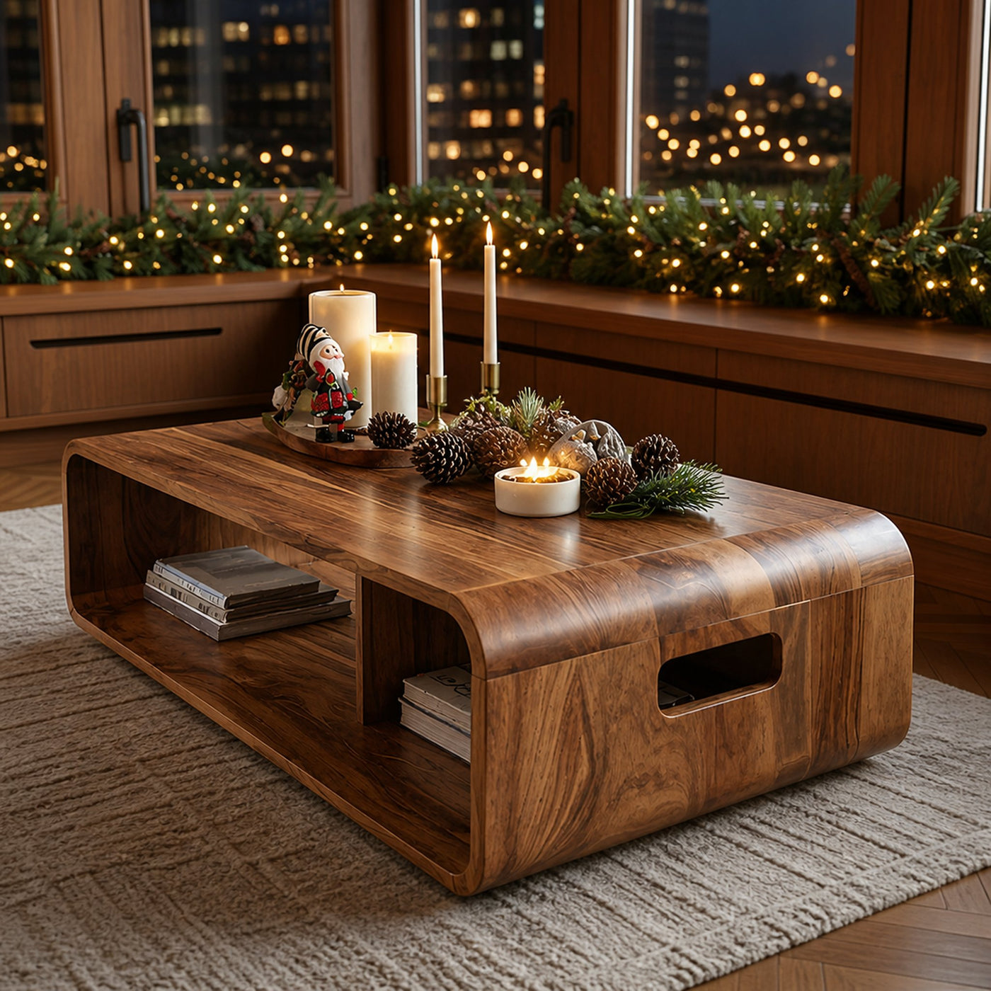 Farmhouse Live Edge Coffee Table For Holiday Entryway Design - product view 6