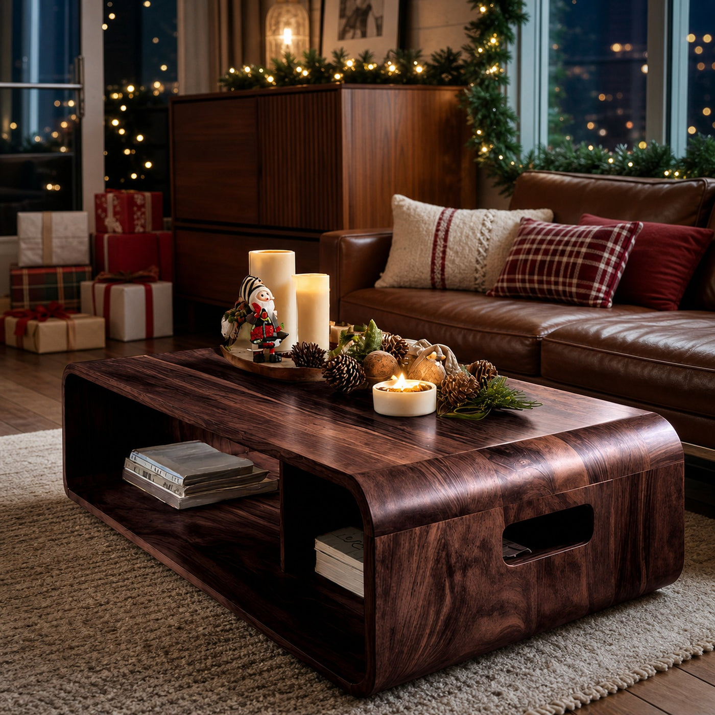 Farmhouse Live Edge Coffee Table For Holiday Entryway Design - product view 7