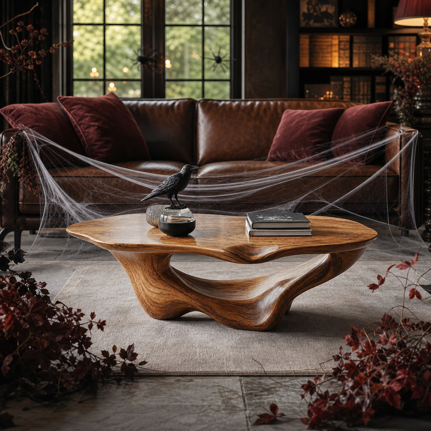 Farmhouse Live Edge Coffee Table For Living Room Halloween Decoration