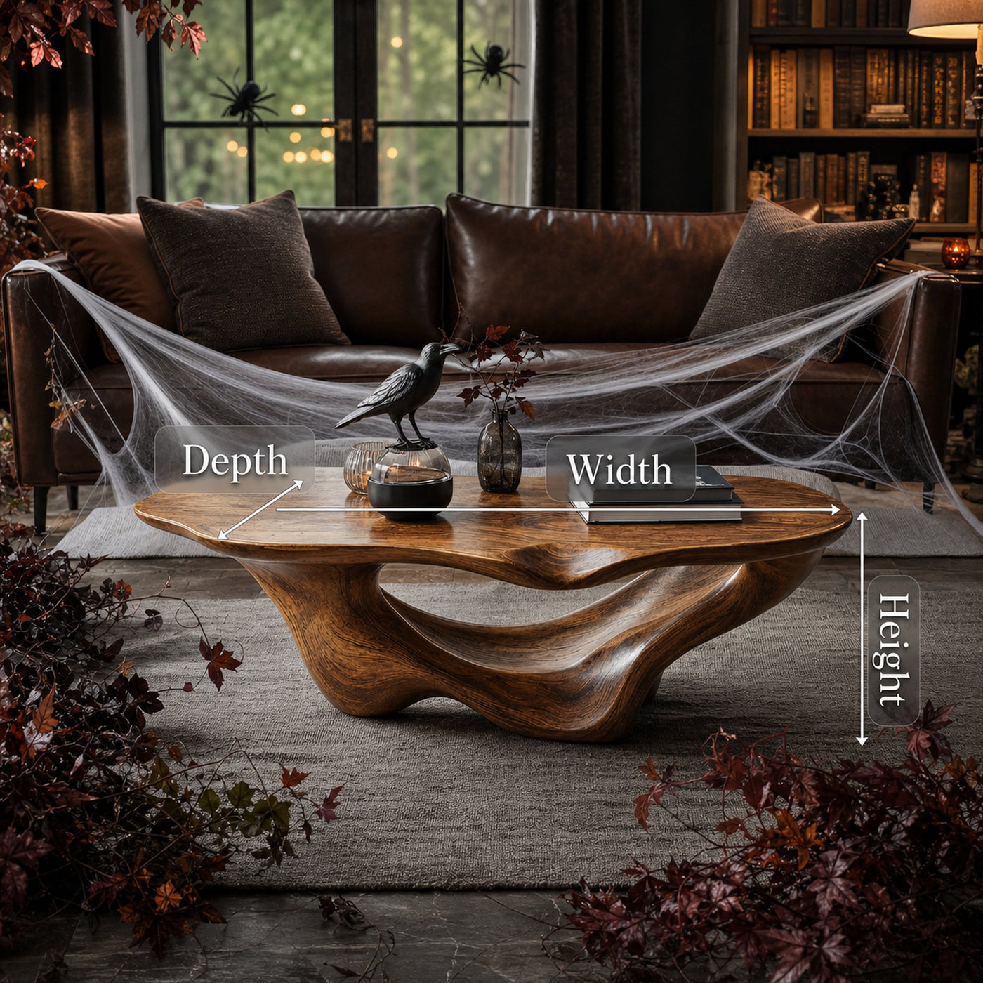 Farmhouse Live Edge Coffee Table For Living Room Halloween Decoration - product view 6