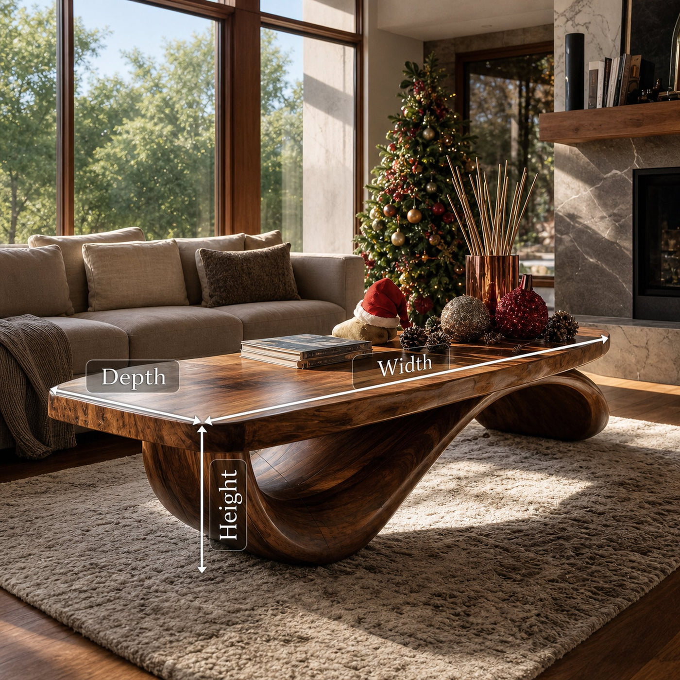 Farmhouse Live Edge Coffee Table Rustic For Holiday Furniture Use - product view 6