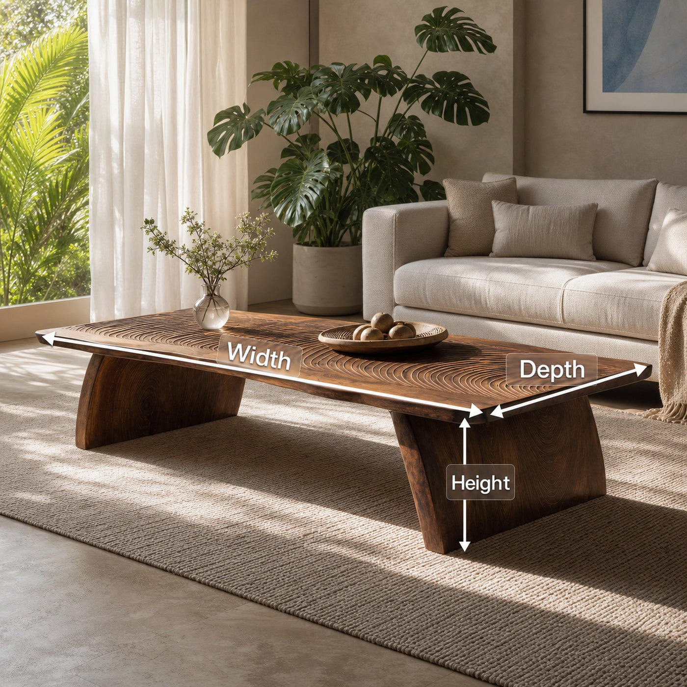 Farmhouse Mid Century Live Edge Coffee Table For Living Room - product view 8