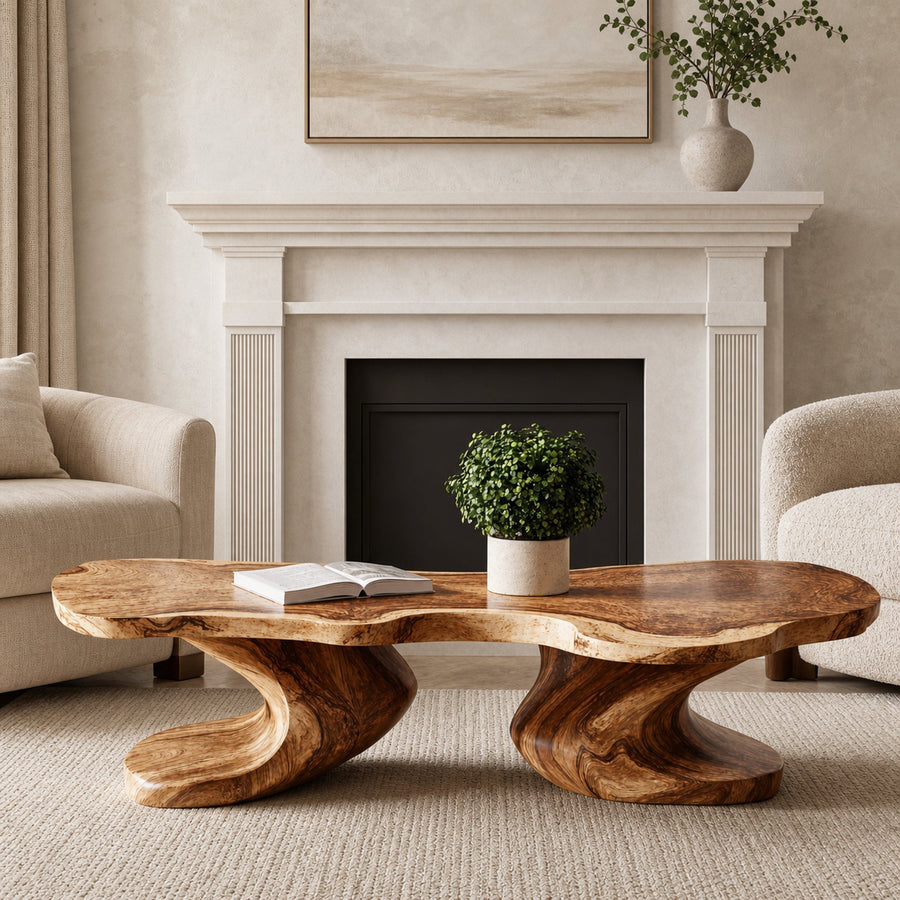 Farmhouse Natural Wood Coffee Table Antique Look