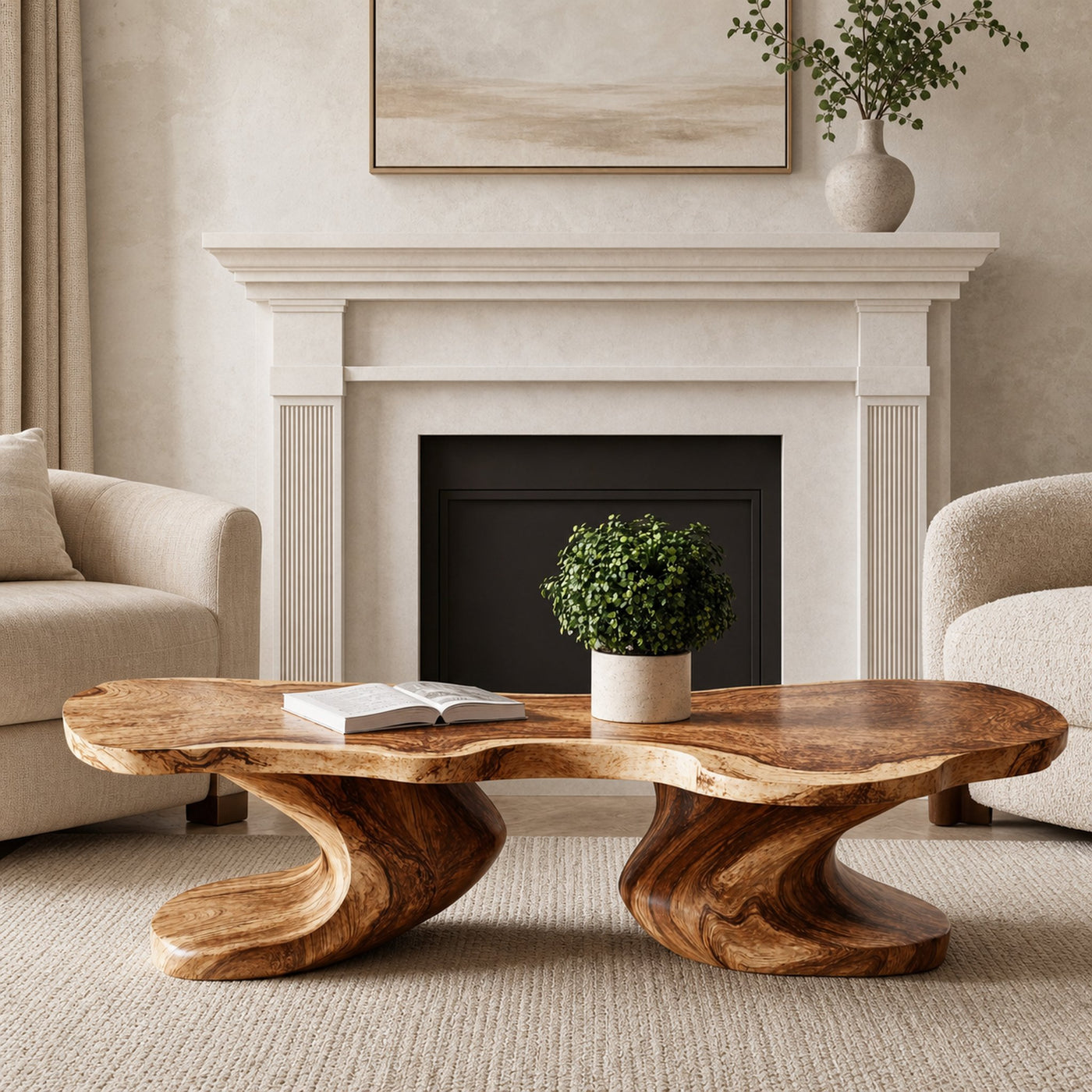 Farmhouse Natural Wood Coffee Table Antique Look
