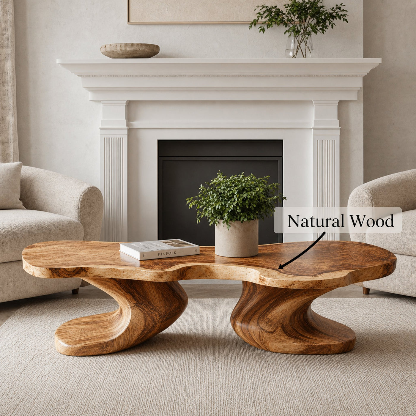 Farmhouse Natural Wood Coffee Table Antique Look - product view 6
