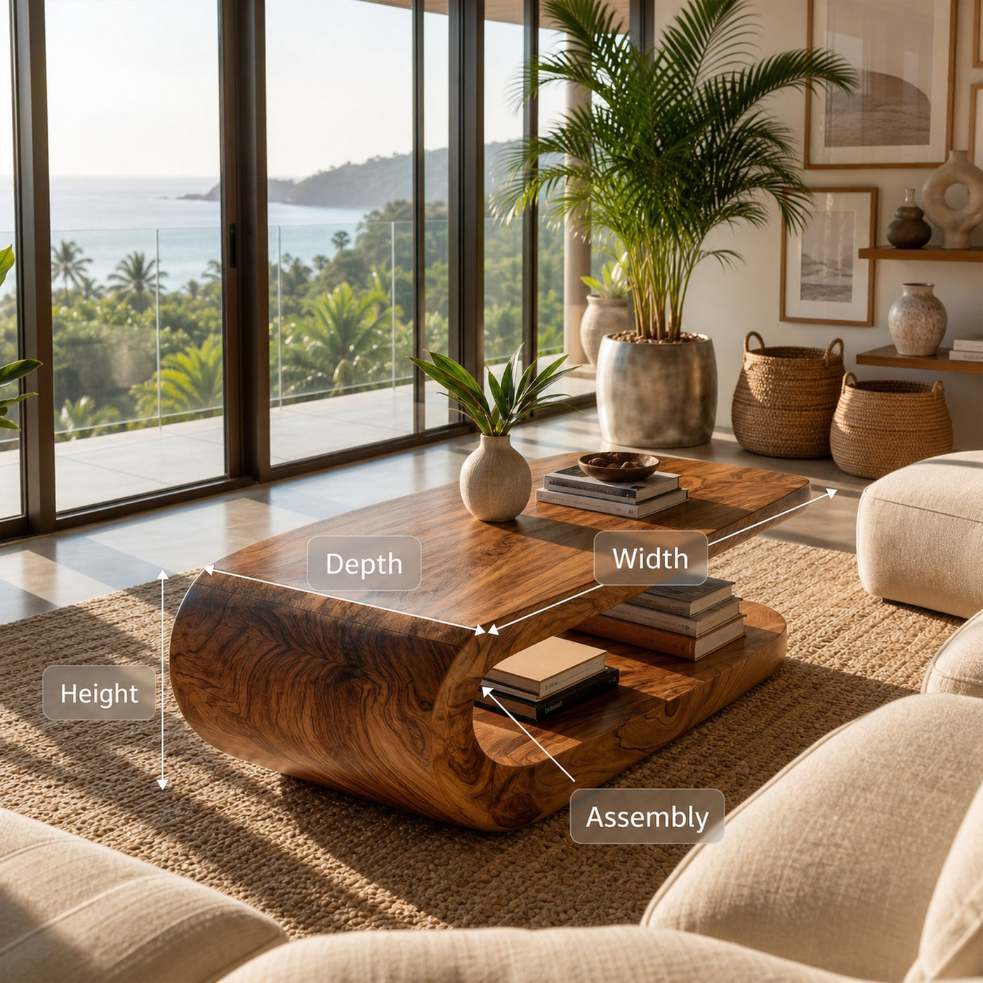Farmhouse Natural Wood Coffee Table For Cottage - product view 8