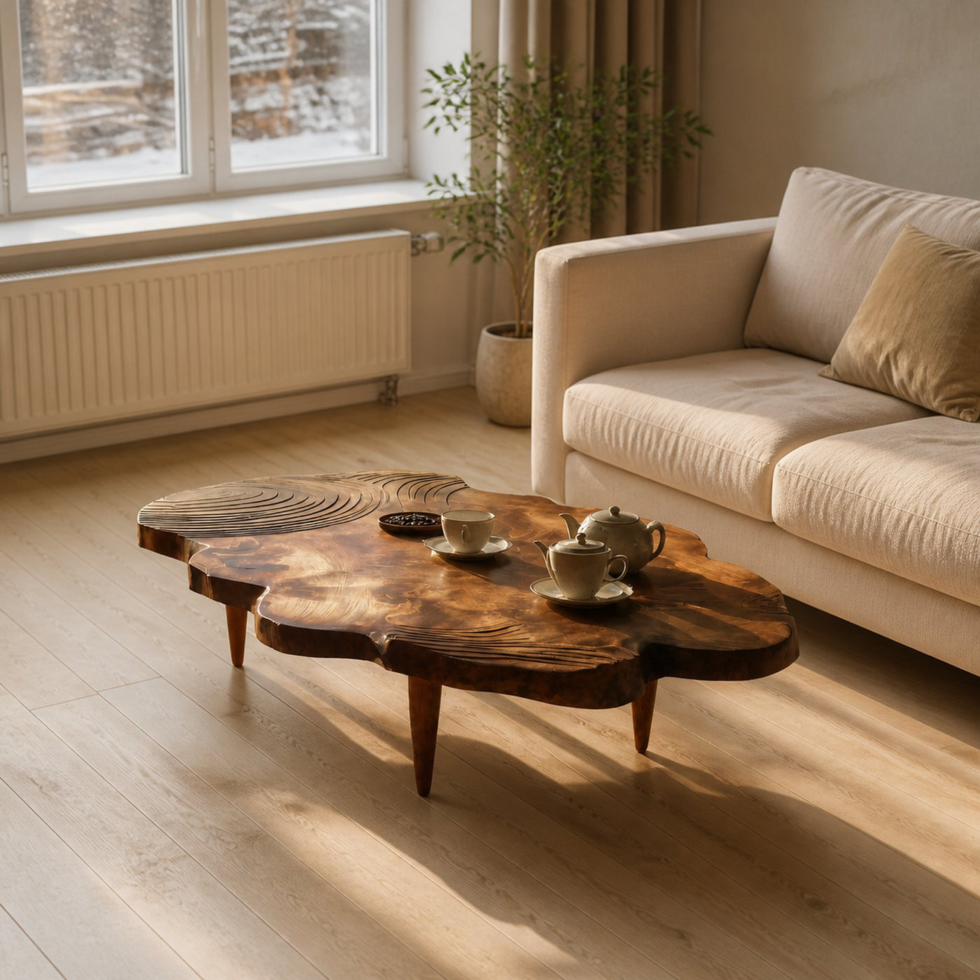 Farmhouse Solid Wood Abstract Coffee Table For Furniture Decor - product view 6