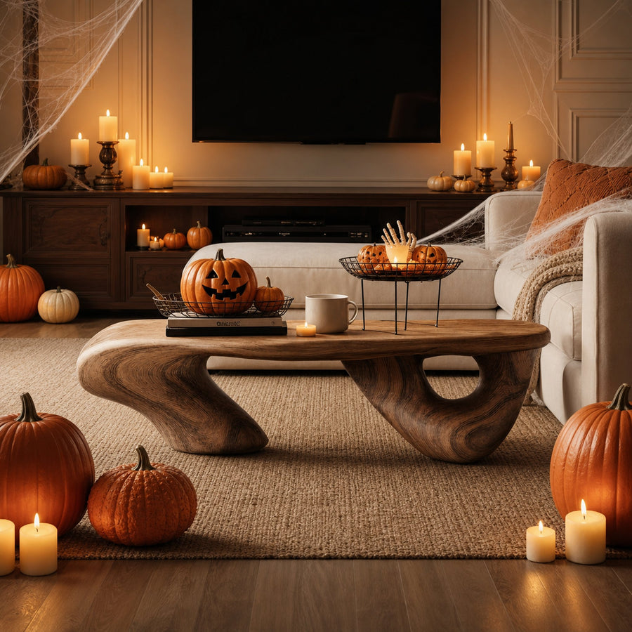 Farmhouse Solid Wood Coffee Table For Bedroom Decor Halloween Style