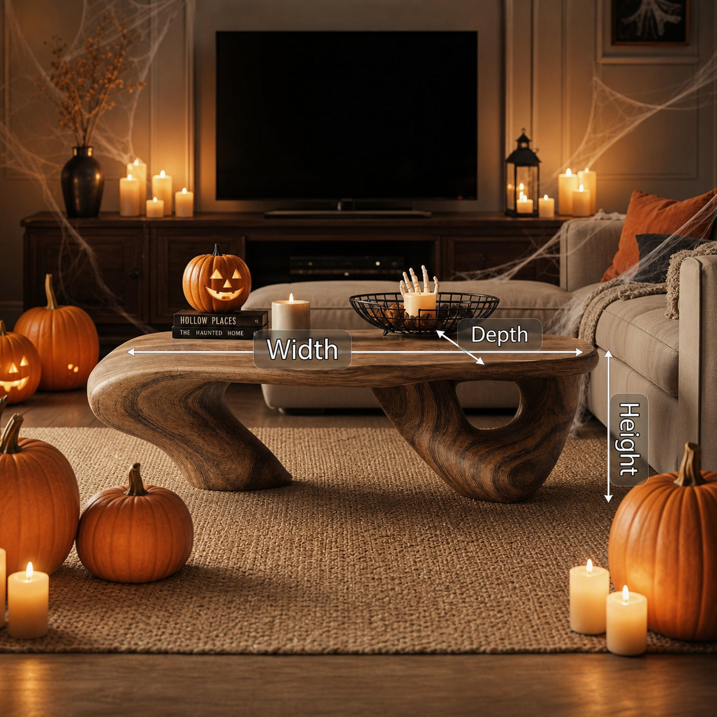 Farmhouse Solid Wood Coffee Table For Bedroom Decor Halloween Style - product view 6