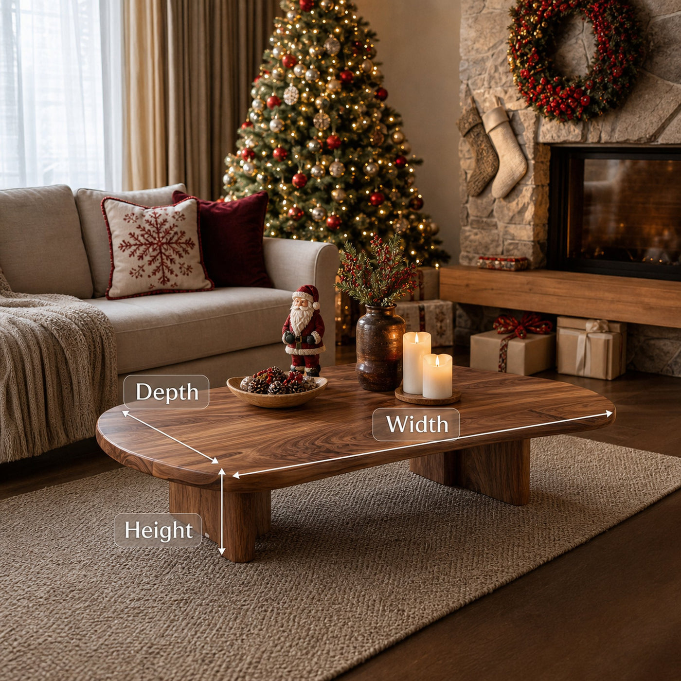 Farmhouse Solid Wood Coffee Table For Christmas Entryway Decor - product view 6