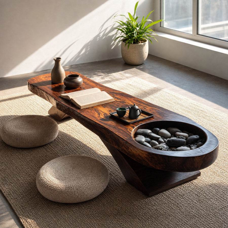 Farmhouse Solid Wood Coffee Table For Living Room And Entryway Design