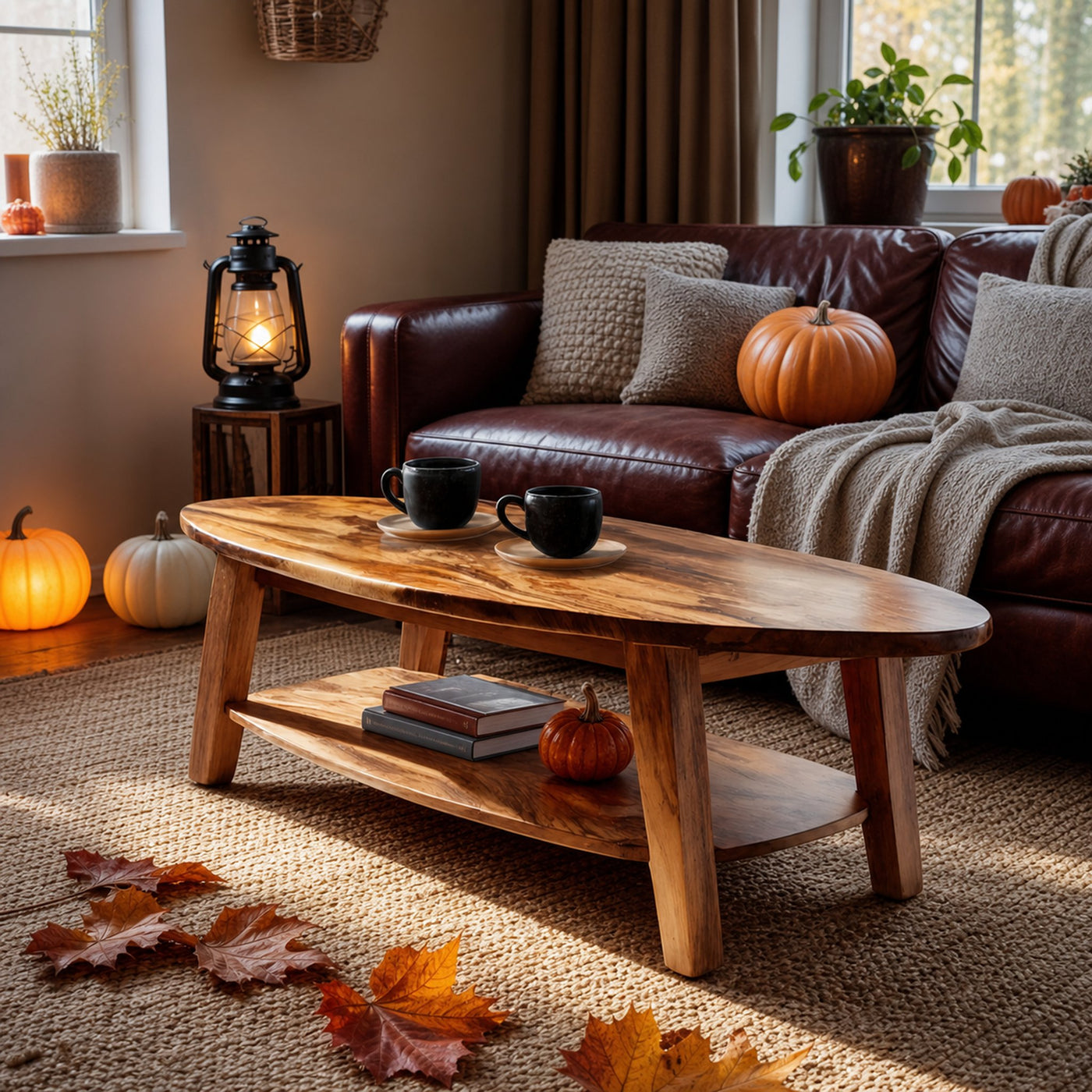 Farmhouse Solid Wood Coffee Table For Living Room Autumn Halloween - product view 6