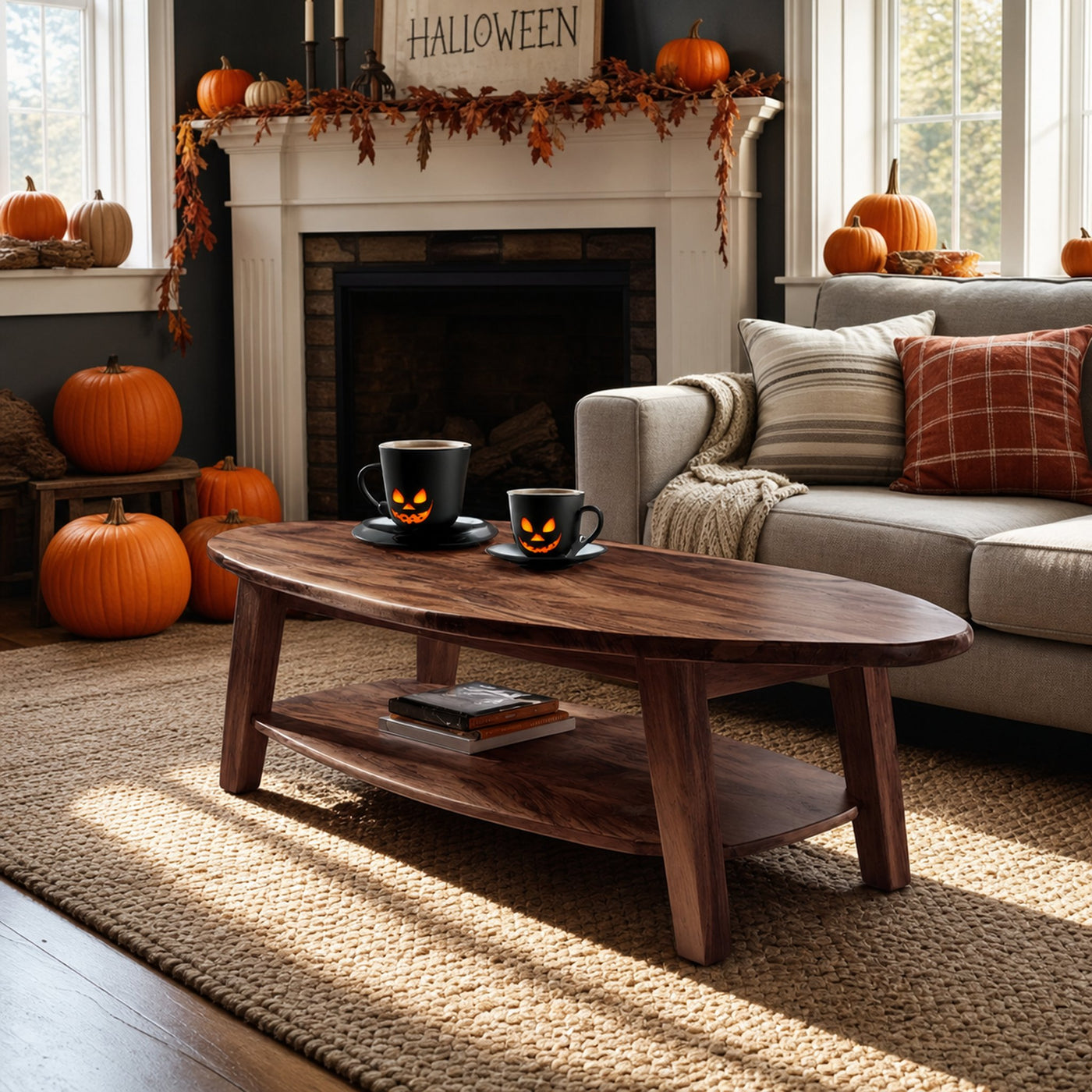 Farmhouse Solid Wood Coffee Table For Living Room Autumn Halloween - product view 7