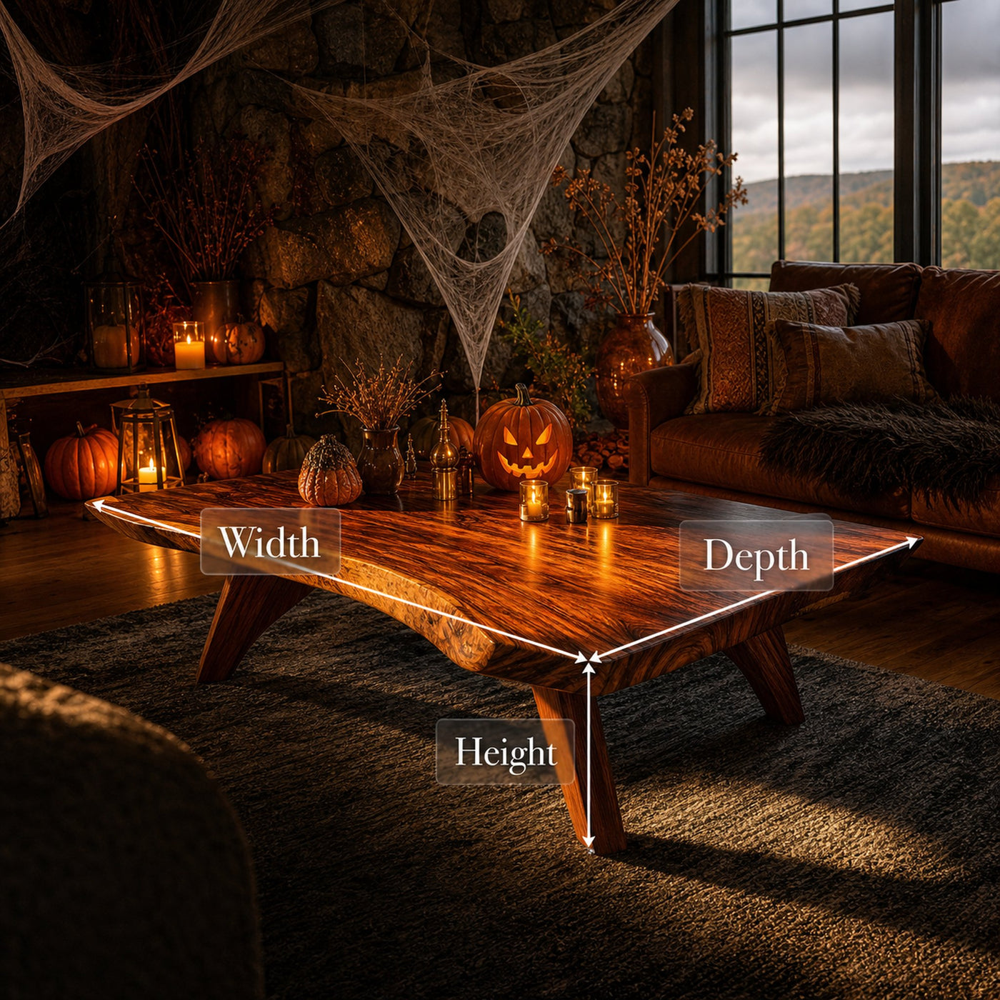 Farmhouse Solid Wood Coffee Table Furniture Decor Rustic Pumpkin Style - product view 6