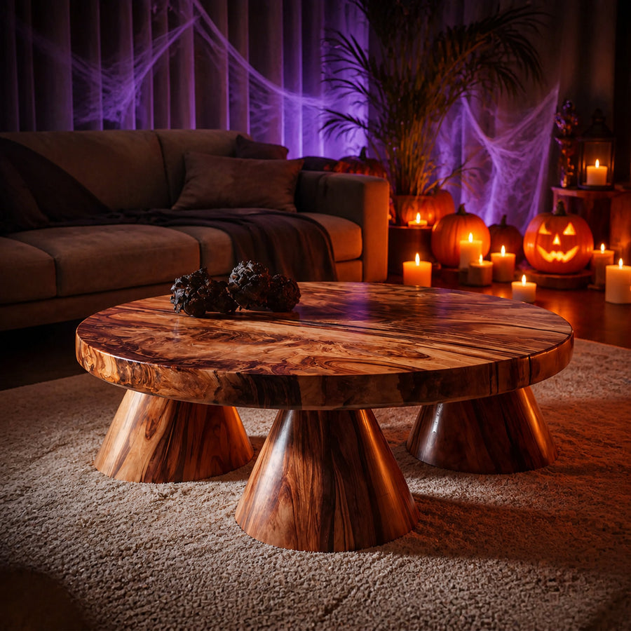 Farmhouse Solid Wood Coffee Table Livingroom Decor Cozy Spooky Vibes