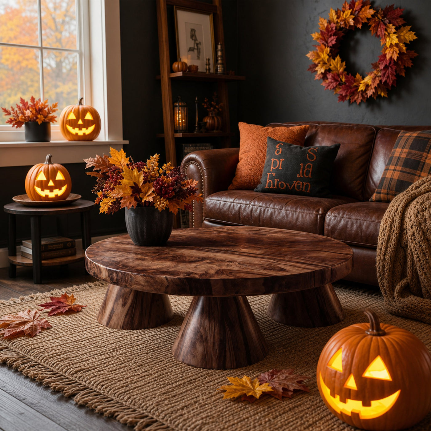 Farmhouse Solid Wood Coffee Table Livingroom Decor Cozy Spooky Vibes - product view 7