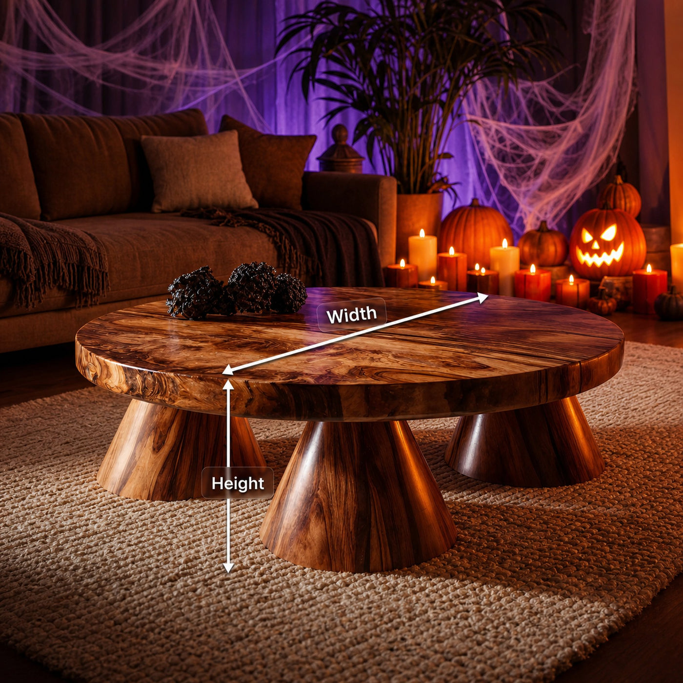 Farmhouse Solid Wood Coffee Table Livingroom Decor Cozy Spooky Vibes - product view 8