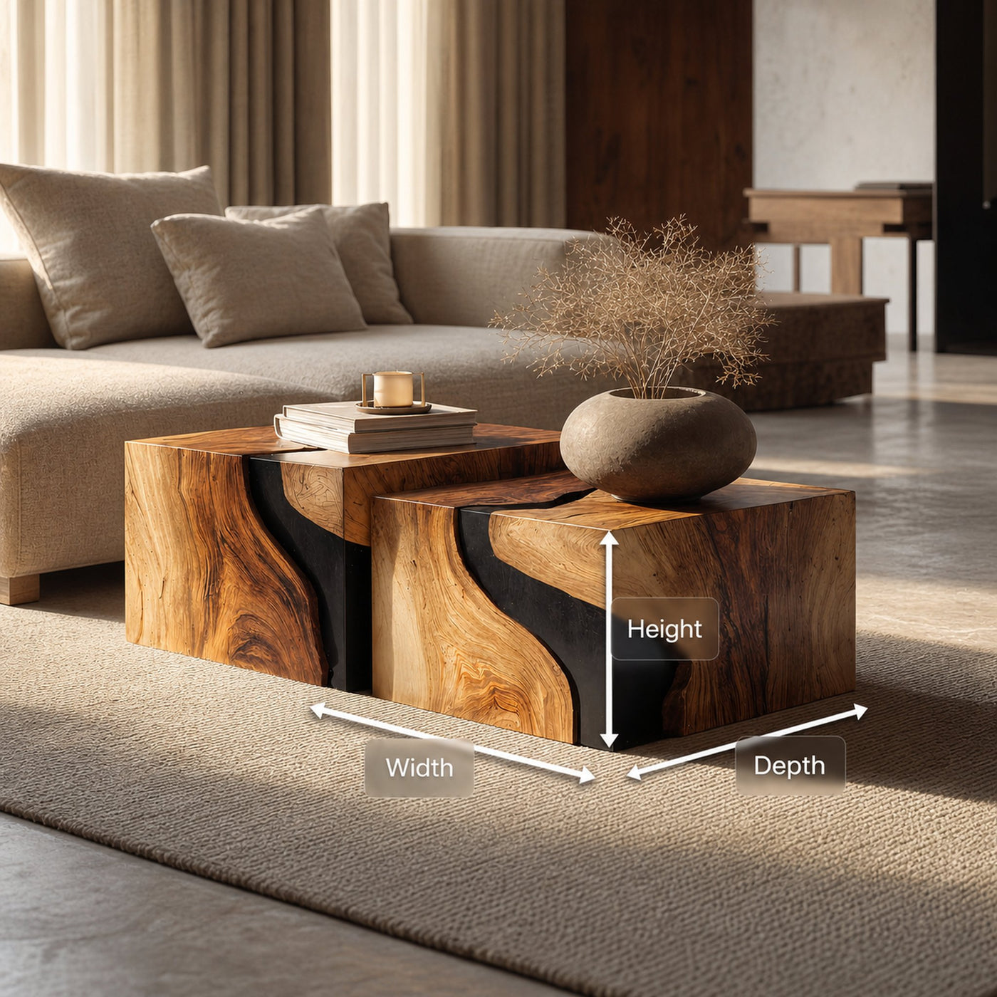 Farmhouse Solid Wood Cube Coffee Table For Cozy Rooms - product view 8