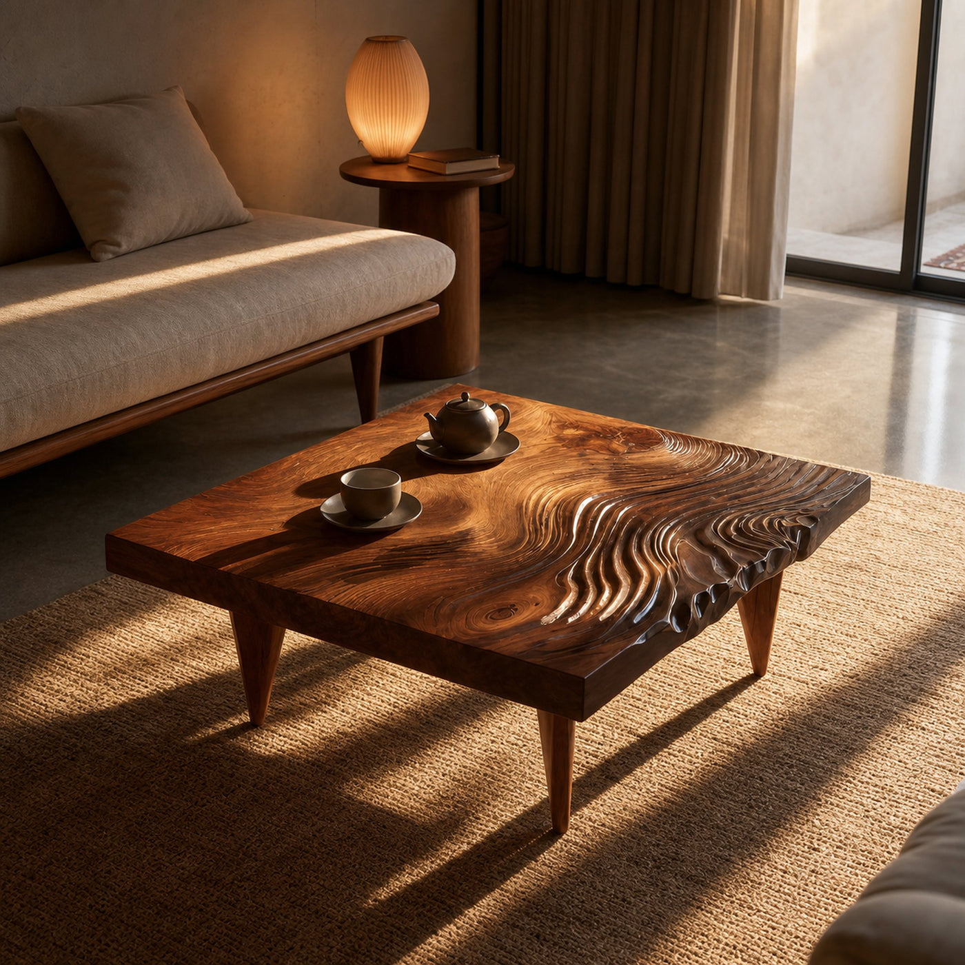 Farmhouse Solid Wood Irregular Coffee Table For Entryway