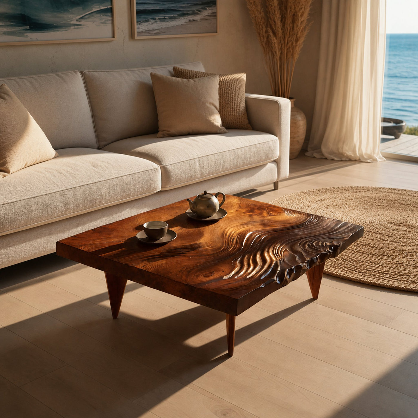 Farmhouse Solid Wood Irregular Coffee Table For Entryway - product view 6
