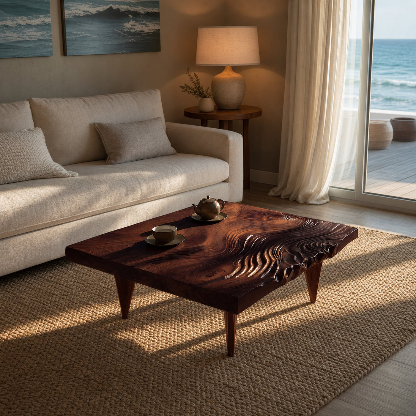 Farmhouse Solid Wood Irregular Coffee Table For Entryway - product view 7