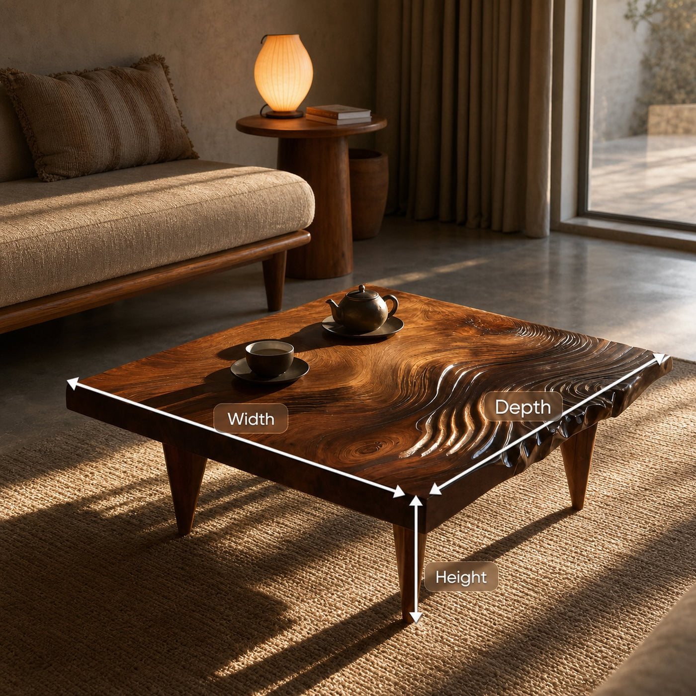Farmhouse Solid Wood Irregular Coffee Table For Entryway - product view 8